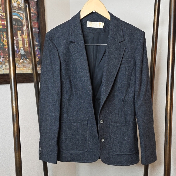 Pendleton Jackets & Blazers - Pendleton Women's Blazer in Charcoal Dark Blue Wool Vintage 10